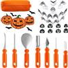 ZFHLZJY Kit Intaglio Halloween, 14 Set Strumenti Inossidabile per Intagliare Zucca, Strumento Professionali per Bambini e Adulti per la Decorazione di Halloween