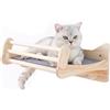 MIUZMORE Mensole da parete per gatti - Passerelle in pino con letto e tappetino antigraffio