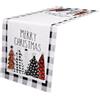 Toptime Runner da tavola natalizio, 183 x 33 cm, in tartan bianco e nero, runner da tavola con albero di Natale, motivi natalizi, decorazione da tavola per vacanze, feste, cene