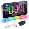 Exmate Sveglia per Proiezione, Sveglia Digitale LED con proiettore girevole a 180°,luce notturna RGB, 2 porta USB C, 6 Luminosità Regolabile Snooze 12/24H Sveglia per Casa (Bianco con Adattatore)