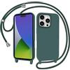 AOMYKE Cover per iPhone 16 Pro Max con Cordino, Custodia con Laccio Collana Tracolla Collo Liquido Silicone Antiurto TPU Antiurto AntiGraffio Case - Verde