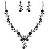 Clearine Set di Gioielli per Il Matrimonio da Donna Foglia Cluster Fiore Cristalli Ciondolo Collana Orecchini Pendenti per Sposa Nero Nero-Fondo