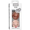 BIBS De Lux Ciuccio confezione da 2 pezzi. Privo di BPA, Tettarella tonda. Silicone, Misura unica, Woodchuck/Blush