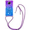 SIMao Collana con Cordino Custodia per Xiaomi Redmi Note 9T 5G/ Note 9 5G Cover Glitter Liquido Sabbie Mobili Custodia Tracolla Crossbody Silicone Antiurto Necklace Case Liquido Quicksand Pendenza Custodia