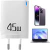 Générique Caricabatterie da parete USB C 45 W, blocco di ricarica rapida PD PPS, presa da viaggio europea, bianco