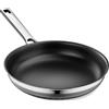 Innerwell Padella in titanio in ceramica, 20 cm, a induzione, in acciaio inox con rivestimento antiaderente, resistente al forno, senza PFOA, per tutti i piani cottura, nero