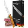 Schwertkrone Solingen Coltello da Bistecca in Legno d'Ulivo - Lama Liscia - Coltello da Tavola - Elegante coltello multiuso per carne, pizza, ecc.