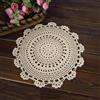 Lioaeust Copritavolo in cotone lavorato a mano all'uncinetto, centrino vintage per tavolo da pranzo, colore beige, diametro 13 cm, facile da pulire, ideale per bar e librerie (30 cm)