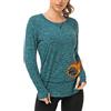 WOWENY Camicie sportive da donna a maniche lunghe con maglia termica da palestra da donna, vestibilità larga, per corsa, sport, yoga, allenamento, fitness, top caldo per l'inverno,, Verde, L