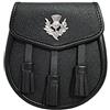 Uneed SPORRAN 100% PELLE NERA CON CARDO E 3 TASSELS SCOZZESE KILT SPORRAN CON CATENA CINTURA 02, Nero , M