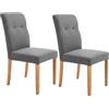 HOMCOM Set 2 Sedie da Pranzo Imbottite con Schienale Alto e Gambe in Legno, 50x62x96 cm, Grigio Scuro