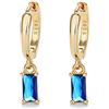 Mocicafier Orecchini creoli in oro da donna con pendente verde, orecchini a cerchio in oro 14 carati, unisex, 2 pezzi, Zircone