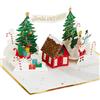 Hallmark Biglietto di Natale, 3D e biglietto pop-up, laboratorio di Babbo Natale, paese delle meraviglie invernale, rosso, verde, oro