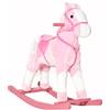 HOMCOM Cavallo a Dondolo in Legno con Suono Animale Regalo Giocattolo per i Bambini, 74 x 28 x 65 cm, Rosa