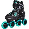 Roces Moody TIF Meisjes Pattini in Linea Regolabili Neri/Acqua (Black/Aqua, 36/40)