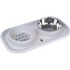 TIAKI Ciotola doppia vasca in acciaio inox con tappetino - 2 x 300 ml