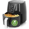 Emerio AF-126667 - Friggitrice smart ad aria calda senza olio aggiuntivo, XL, 3,8 l di capacità, alloggiamento che non si scalda dall'esterno, senza BPA, riscaldamento rapido, 1450 watt, colore: nero