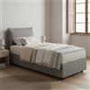 Talamo Italia Letto Singolo Vanessa, Letto Contenitore con Rivestimento in Tessuto, 100% Made in Italy, Apertura Frontale, Adatto per Materasso Cm 80x190, Grigio