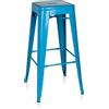 HJH Office 645014 Sgabello Bar in Metallo VANTAGGIO HIGH Sgabello Bancone Design Industriale e Scandinavian, Impilabile, Azzurro