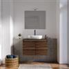 DEGHI Mobile bagno portalavabo sospeso con ante 70 cm rovere deciso e specchio - Cuki