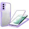 Haygdz Cover per Samsung Galaxy S22 5G 6.1, 360 Gradi Antiurto Custodia con Protezione dello Schermo Integrata e Protezione Fotocamera, Trasparente Rugged TPU Bumper Doppia Protettiva Case- Viola