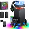 FYOUNG Sistema di raffreddamento automatico aggiornato e supporto di ricarica per console e controller Xbox Series X, accessori con 11 luci RGB e 2 batterie ricaricabili da 1400 mAh, supporto per cuffie e
