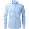 Generic Camicia da uomo elasticizzata arancione vestibilità regolare manica lunga button down camicia senza pieghe facile da pulire, Azzurro, L