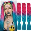 jooceebaby Fucsia/Turchese Extension Per Treccia Africana 24 Ombre Jumbo Capelli Sintetici - Scatola Crochet Twist Intrecciare