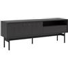 Selsey Mobile TV in piedi su gambe Armadio TV con Cassetto Mensola Due ante 154 cm Frassino Portland Nero Olar