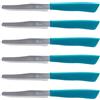 Tredoni 6 Coltelli da Cucina - 11cm Acciaio Inossidabile Italiano Coltello Posate da Verdure/Bistecca/Tavola Seghettato, Punta Arrotondata (Azzurro)