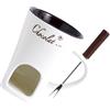 Fenteer Tazza per Fonduta con Forchetta, 130ML, Scalda Latte per Fonduta di Cioccolato, Mini Bruciatore Resistente al Aalore, Pentola Calda per Sciogli Cioccolato, Formaggio, Caramelle, Burro, Bianco