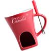 Fenteer Tazza per Fonduta con Forchetta, 130ML, Scalda Latte per Fonduta di Cioccolato, Mini Bruciatore Resistente al Aalore, Pentola Calda per Sciogli Cioccolato, Formaggio, Caramelle, Burro, Rosso