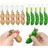 AIZHAZHA Portachiavi Fagiolino, 10 Pezzi Giocattolo Antistress, Portachiavi Baccello Piselli, Portachiavi Antistress, Squishy Fidget Toys per Ridurre Ansia e Stress, per adulti bambini