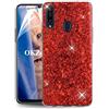 OKZone Cover per Samsung Galaxy A20S [con Pellicola Proteggi Schermo], Custodia Lucciante con Brillantini Glitters Ultra Sottile Designer Case Cover (Rosso)