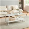 [en.casa] Tavolino da Salotto Basso in Acciaio per Soggiorno - Tavolino da Caffè Centrale Con Piani di Appoggio - 102 x 43 x 46 cm Bianco Opaco