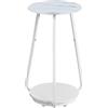 VASAGLE Tavolino Rotondo, Comodino a 2 Ripiani, Comodino con Piano in Vetro e Ripiano in Truciolato, per Soggiorno, Camera da Letto, Piccoli Spazi, Stile Moderno, Bianco Marmo LET287W59