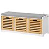 SoBuy Panca Scarpiera Ingresso con Seduta - Scarpiera Salvaspazio con Contenitore, Cassapanca Porta Scarpe Slim per Corridoio o Camera, Bianco e Legno, 105x35x43cm, Portata 120kg - FSR23-WN