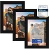 CABBEL Set di 3 cornici 10x15 in legno MDF con vetro acrilico infrangibile nero