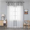 GIRASOLE HOME Coppia Tende Bianche Semi Trasparenti Orlo Superiore Grigio con Centrini Ricamati Tenda Misto Lino Stile Shabby Chic per Camera Balcone Finestra e Interni 2 Pannelli con Occhielli (Grigio, 140x280cm)