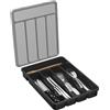 Lifewit Portaposate con Coperchio, Contenitore Porta Posate da Cassetto per Cucina, Organizer in Plastica per Cassetto per Cucchiai, Forchette, Coltelli, 5 Scomparti, Nero
