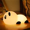 SALUOKE Panda Luce Notturna Bambini, Lampada Notturna per Bambini, 7 Modalità di Colore, Lucina Notte Regolabile con Timer, Controllo Touch, Lampada Panda in Silicone, Ricaricabile Tramite USB