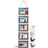 NEOWS Set Cornici Foto Multiple da Parete con Corda - Portafoto Multiplo Decorativo con Cornici in Legno - Collage Foto da Appendere al Muro- Cornici 10x15 cm (Rovere Grigio, 5 Foto Orizzontale)
