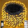 Realky Luci Albero di Natale, 59.8M 500 LED Luci Natalizie da Esterno ed Interno, 8 Modalità con Funzione Memoria e Telecomando Luci di Natale per Giardino, Balcone, Casa, Festa - Bianco Caldo
