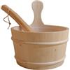 Generic Set di secchio e mestolo in legno, secchio in legno per sauna, set di barili per sauna in legno, secchio per sauna da 4 litri, articoli da bagno per sala vapore, sauna, bagno