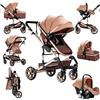 Sianldcone Passeggino 3 in 1 Trio Neonati, Tessuti di Alta Qualità Carrozzina per Neonato, Spinta Bidirezionale Passeggino Reversibile, Visione Aperta Passeggino Trolley (739 Beige)