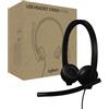 Logitech H570e cuffia con microfono per PC e Mac, cuffia con microfono cablata USB-C con audio stereo, microfoni con cancellazione del rumore, controlli sul cavo, certificata per Microsoft Teams, nera