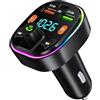 GlasFlength Trasmettitore Bluetooth per Auto, MP3 Lettore Musicale Stereo per Auto Bassi Profondi e Suono Hi-Fi lossless Ricarica Rapida Tipo-C PD 20W e QC3.0 Supporto Disco U Chiamata Vivavoce