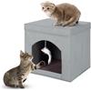 PowerKing Letto pieghevole per gatti, cubo e grotta pieghevole, 33 x 33 x 33 cm, grigio