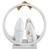 DRW Mistero Stile Minimalista Moderno 1 Pezzo Bianco e Oro con Stella e Animali in un cerchio in Resina Dipinta a Mano 19x10x21 cm