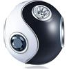 CRISNATA Yin Yang Nero Bianco Smalto Charms, Ying Yang Balance Charm, 925 Argento Sterling Cinese Taoismo Tai Chi come Perline di Calcio, Fit Braccialetto Pandora Donne, per il mio primo regalo